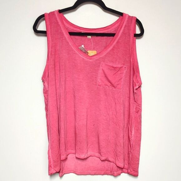 NWT Jane+Delancey Red Space Dye V Neck Sleeveless Blouse - Picture 1 of 5